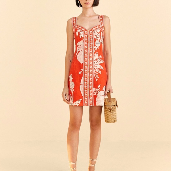 Farm Rio Red Lace Monstera Mini Dress - Picture 1 of 5